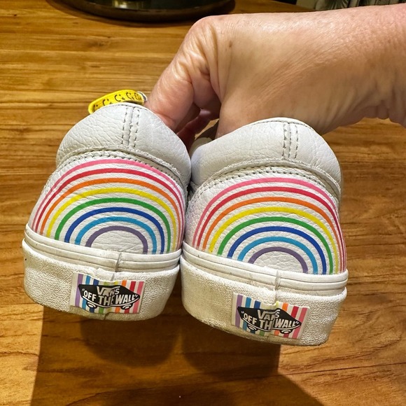 Vans Classic Flour Shop Rainbow Pride Colorful Unisex Skate Sneakers Leather - Picture 5 of 9